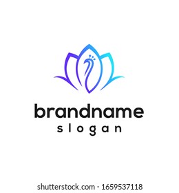 peacock flower logo design vector