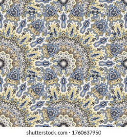 Peacock flower seamless ornament. African ethnic vector graphic design. Intricate damask medallion floral seamless pattern. Interior decoration print.