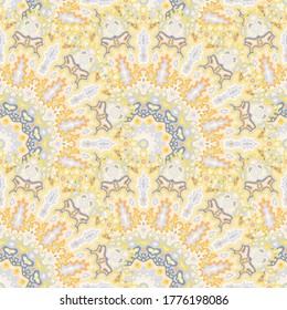 Peacock flower seamless ornament. Indian ethnic vector graphic design. Intricate stylish peacock geometric seamless pattern. Scarf fashion print.