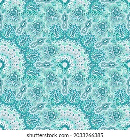 Peacock flower seamless pattern. Arabic ethnic vector composition. Intricate traditional mandala floral seamless ornament. Wrapping paper print.