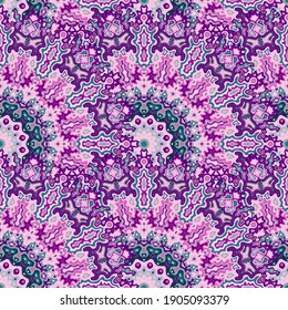 Flor de pavo real sin costura. Diseño gráfico vectorial étnico asiático. Tejer adorno geométrico de pavo real vintage sin soldadura. Envolviendo papel impreso.