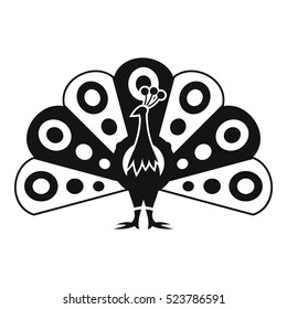 Peacock with flowing tail icon. Simple illustration of peacock with flowing tail vector icon for web