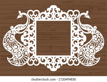 Peacock frame with carving patterns