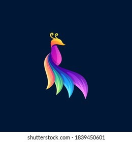 peacock gradient color logo design