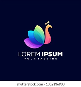 peacock gradient color logo design