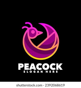 Peacock gradient logo design illustration 