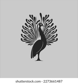 Peacock head design vector on gray background. Illustration of peacock animal icon.