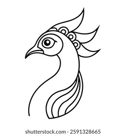 peacock head formed with spiral patterns line art (1)