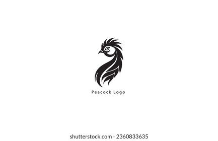 Peacock head icon vector, solid black logo illustration, black pictogram isolated on white background 