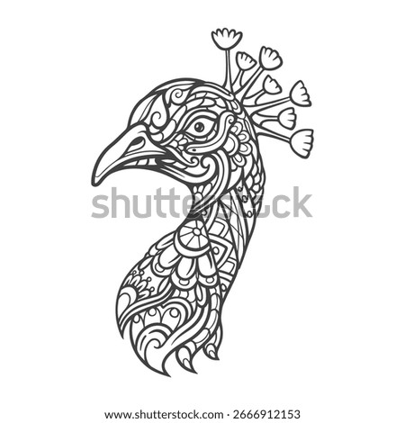 Peacock head mandala arts isolated on white background
