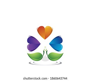 Plantilla de diseño del logotipo del corazón de Peacock