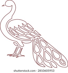 Peacock Icon Black Vector Elegant Bird Feather Plumage Wildlife Nature Exotic Animal Decorative Symbol Minimal Graphic Design Isolated Illustration Editable Artwork with transparent background.