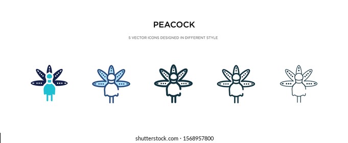 peacock icon in different style vector illustration. two colored and black peacock vector icons designed in filled, outline, line and stroke style can be used for web, mobile, ui