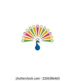 Peacock icon logo illustration design template