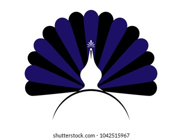 Peacock icon silhouette Logo design vector template Linear style. Outline bird peacock label with luxurious peacock tail feathers in modern line style. Vector illustration isolated 