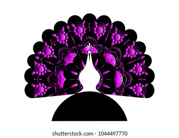 Peacock icon silhouette luxury tail decorated. Logo design vector template Linear style. Outline bird peacock label with luxurious peacock tail feathers in modern line style. Vector isolated colorful