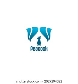 icono de pavo real vector azul en fondo blanco