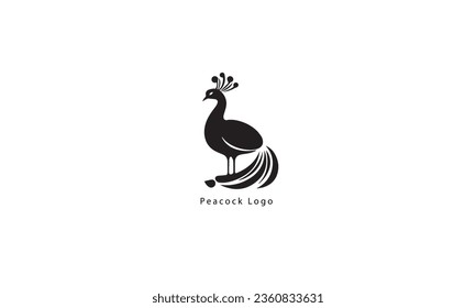 Peacock icon vector, solid black logo illustration, black pictogram isolated on white background