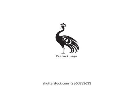 Peacock icon vector, solid black logo illustration, pictogram isolated on white background