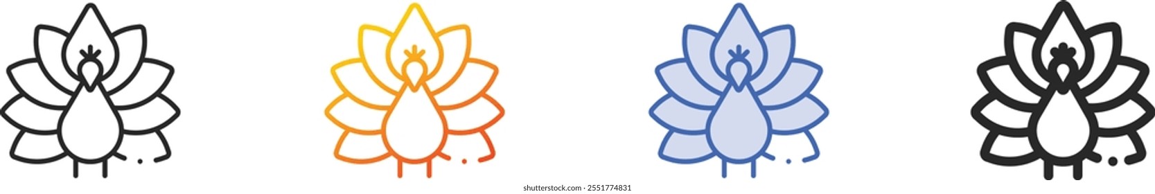 peacock icon.Thin Linear, Gradient, Blue Stroke and bold Style Design Isolated On White Background