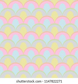 Peacock inspired abstract seamless vector pattern. Wallpaper background in pastel colors