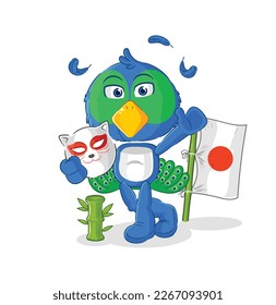 the peacock japanese fox character. cartoon mascot