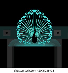 Lámpara de pavo real, ilustración, vector sobre fondo blanco.