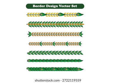 Um design de borda de folha de pavão é um padrão decorativo que tipicamente combina os motivos elegantes de um pavão com elementos naturais como folhas e flores para formar um limite contínuo. 