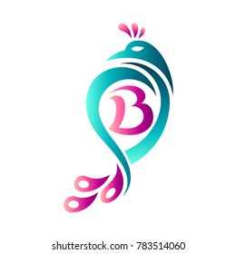 Peacock Letter B Initial Logo