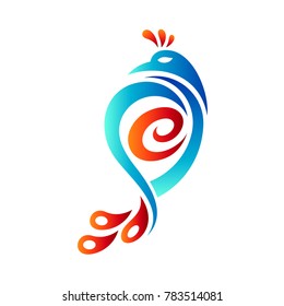 Peacock Letter E Initial Logo