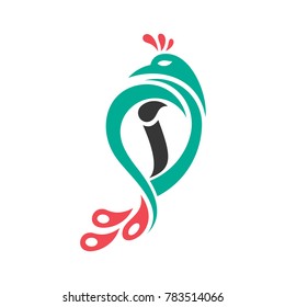 Peacock Letter I Initial Logo