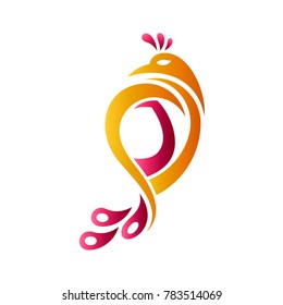 Peacock Letter J Initial Logo