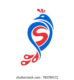 Peacock Letter S Initial Logo