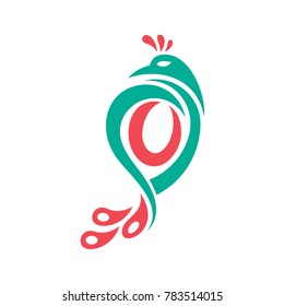 Peacock Letter U Initial Logo