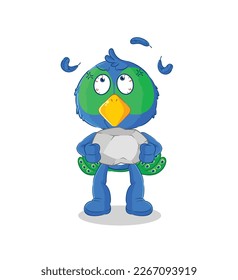 the peacock lifting rock cartoon character vector