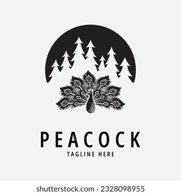 peacock line art design logo illustration icon