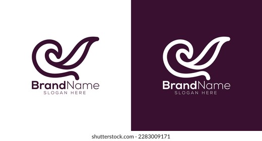 Peacock line art logo logo design template