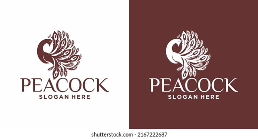 logotipo de arte de línea pavo real en estilo de lujo, diseño de logotipo de pavo real vectorial, plantilla.