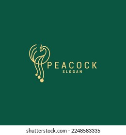 Peacock line art logo vector icon design template