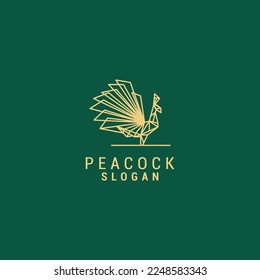 Peacock line art logo vector icon design template