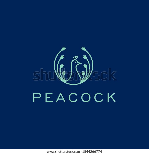 Peacock Line Logo Design Template Stock Vector (Royalty Free ...