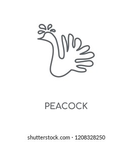 Peacock linear icon. Peacock concept stroke symbol design. Thin graphic elements vector illustration, outline pattern on a white background, eps 10.