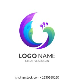 peacock logo with 3d colorful style