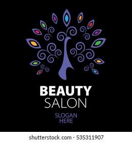 peacock logo for beauty salon