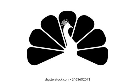 Peacock logo, black isolated silhouette