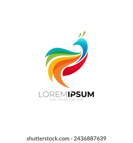 Peacock logo with colorful design template, colorful style