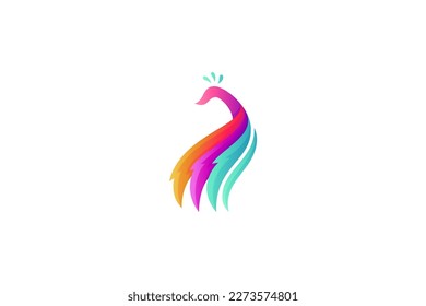 logotipo de pavo real con un diseño sencillo de gradiente colorido