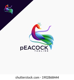 Peacock logo with colorful style design vector