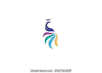 Peacock logo with colorful tail
