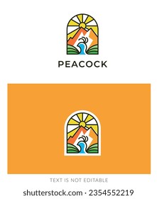 Logo-Design für Pfau - Logo-Design für Abenteuer - Logo-Design für die Umwelt - Emblem, Vektorsymbol für die Schönheit der Umwelt